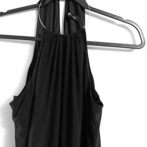 Long black dress with mid length slit on side